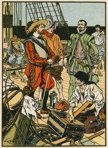 Trésor capturé. Sir Francis Drake (lithographie couleur) - Thomas Heath Robinson