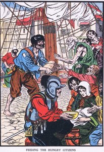 Nourrir les citoyens affamés (lithographie couleur) - Thomas Heath Robinson