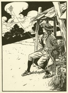 Franklin et son cerf-volant (gravure) - Thomas Heath Robinson