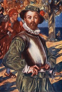 Illustration pour la vie de Sir Francis Drake (lithographie couleur)