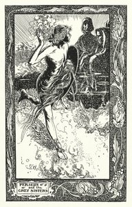 Persée et les sœurs grises (lithographie) - Thomas Heath Robinson