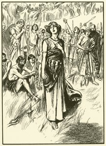 La reine Boadicée et ses soldats (gravure) - Thomas Heath Robinson