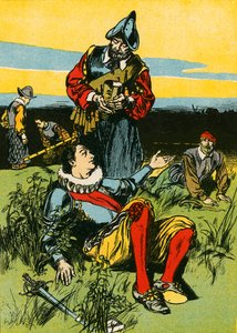 Sir Philip Sidney et le soldat mourant (lithographie couleur) - Thomas Heath Robinson