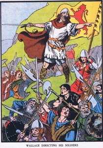 Wallace dirigeant ses soldats (lithographie couleur) - Thomas Heath Robinson