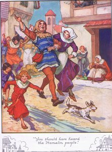 "Vous auriez dû entendre les gens de Hamelin" (lithographie couleur) - Thomas Heath Robinson