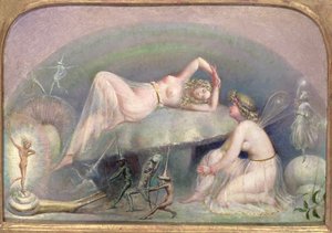 Fée reposant sur un champignon, vers 1860