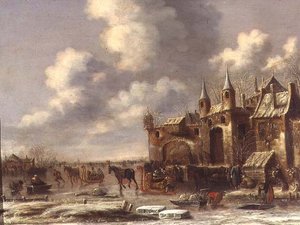 Citadins sur la glace près d