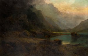 Loch des Highlands avec cerf - Thomas Henry Gibb