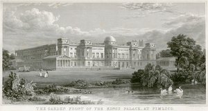La façade du jardin du palais du roi à Pimlico, Buckingham Palace, Londres