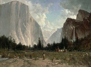 Chutes de Bridal Veil, Yosemite, vers 1870-84 (huile sur toile) - Thomas Hill