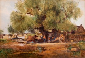 Forge en plein air près du temple de roche au-dessus de Pei-tai-ho, Chine - Thomas Hodgson Liddell
