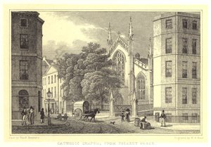 Chapelle catholique, depuis Picardy Place (gravure) - Thomas Hosmer (after) Shepherd