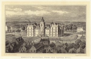 Hôpital de Heriot, depuis Castle Hill - Thomas Hosmer (after) Shepherd