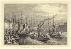Port de Leith, depuis la jetée (gravure) - Thomas Hosmer (after) Shepherd