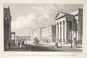 Chapelle de Belgrave et côté ouest de Belgrave Square, de 