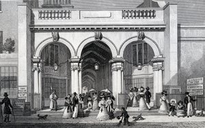 Burlington Arcade, Picadilly, gravée par William Tombleson, 1828