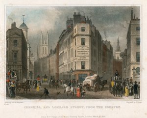 Cornhill et Lombard Street, Londres, depuis Poultry - Thomas Hosmer Shepherd