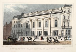 Club House de Crockford, rue St. James. Publié en 1828 - Thomas Hosmer Shepherd