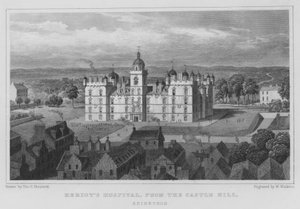 Hôpital de Heriot, depuis Castle Hill, Édimbourg - Thomas Hosmer Shepherd