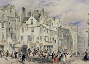High Street, Édimbourg, montrant la maison de John Knox, XIXe siècle