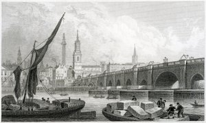 Vieux pont de Londres, depuis Southwark, 1829 - Thomas Hosmer Shepherd