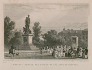 Russell Square et statue du Duc de Bedford - Thomas Hosmer Shepherd