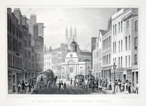 St Martin Outwich, Bishopsgate Street, de Londres et ses environs au XIXe siècle, pub. Jones et Co., 1827-1829 - Thomas Hosmer Shepherd