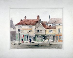 The Hare and Hounds Inn et devantures de magasins sur Upper Street, Islington, Londres, vers 1835