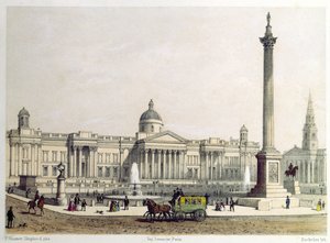 La National Gallery avec la colonne de Nelson - Thomas Hosmer Shepherd