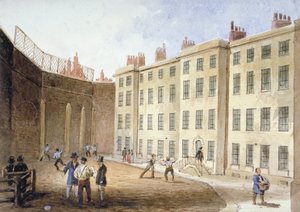 Vue de la prison de Fleet depuis le terrain de tennis, Londres, 1845