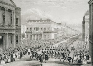 Procession funéraire de Wellington passant devant le Senior United Service Club, Pall Mall