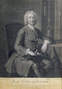 Portrait de George Graham (1673-1751) horloger, gravé par John Faber (1684-1756) - Thomas Hudson