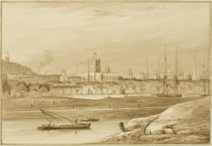 Bristol depuis Coronation Road avec Cumberland Road, le New Cut et une vue des églises de Bristol - Thomas Leeson the Elder Rowbotham