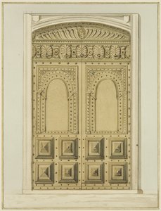Porte intérieure sculptée près de l
