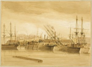 Dock de Wapping Est, montrant le barque 