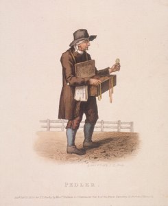 Colporteur avec sa boîte de marchandises autour du cou - Thomas Lord Busby