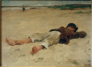 Garçon paysan couché - Thomas Ludwig Herbst