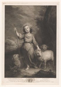 Jeune berger avec des agneaux