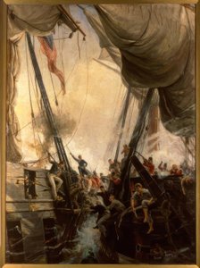 Shannon et Chesapeake en combat rapproché, 1813 / Peint par Hemy, 1895 - Thomas Marie Hemy