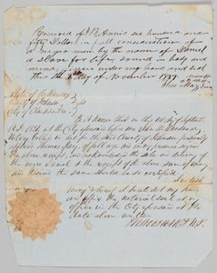 Acte de vente pour un homme nommé Daniel à Jerome B. Annis - Thomas May