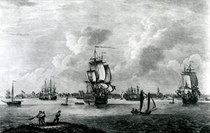 Vue de Charles Town, capitale de la Caroline du Sud en Amérique du Nord, gravée par Pierre Charles Canot