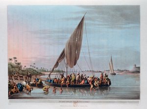 Bateau ferry près de Nedssili, Égypte, 1801 - Thomas Milton