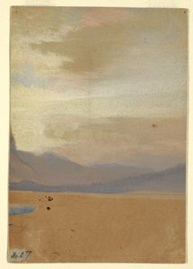 Dessin, Plaines américaines avec chaîne de montagnes au loin, avant 1872 - Thomas Moran