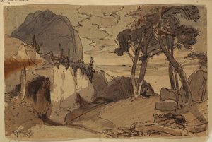 Dessin, Route dans un paysage de montagne, 1875 - Thomas Moran
