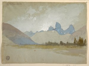 Dessin, Les Tetons, Idaho, 1879 - Thomas Moran