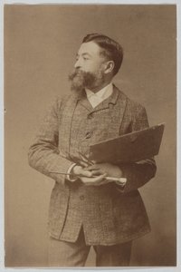 Portrait en trois quarts de Thomas Nast tenant une palette et un pinceau - Thomas Nast