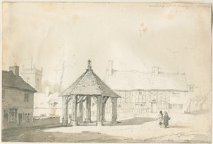 Abbots Bromley Tudor - Croix du marché et maison - Thomas Peploe Wood