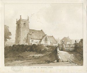Église de Bucknall : dessin à la sépia