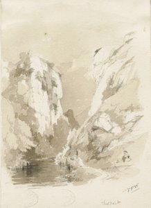 Dovedale - paysage: dessin au crayon et au lavis, nd [1817-1845] - Thomas Peploe Wood