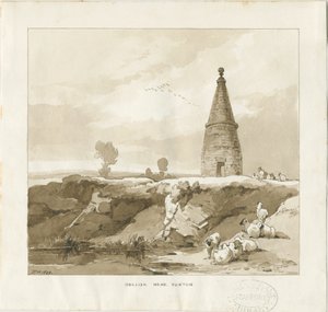 Forton - Obélisque : dessin au lavis - Thomas Peploe Wood